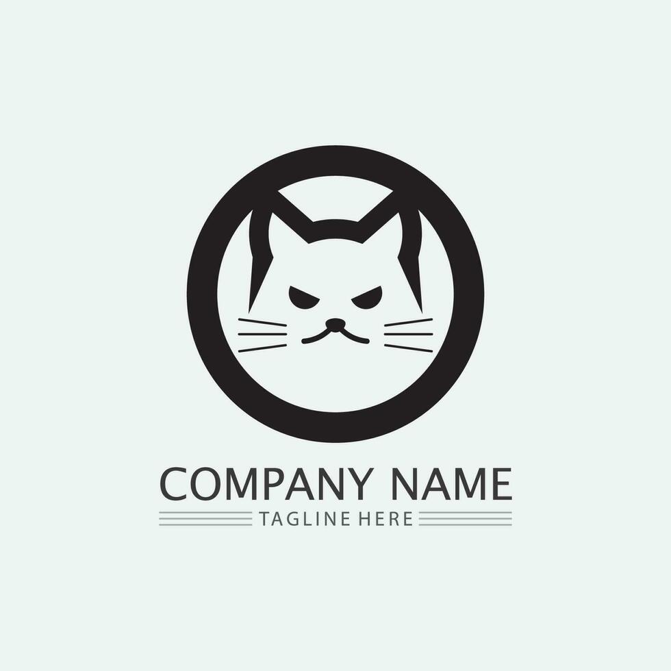 logotipo de gato y vector animal icono huella gatito calico logo perro símbolo dibujos animados carácter signo ilustración garabato diseño