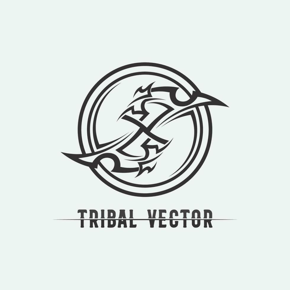 tribal, clásico, negro, étnico, tatuaje, icono, vector, ilustración, diseño, logotipo vector