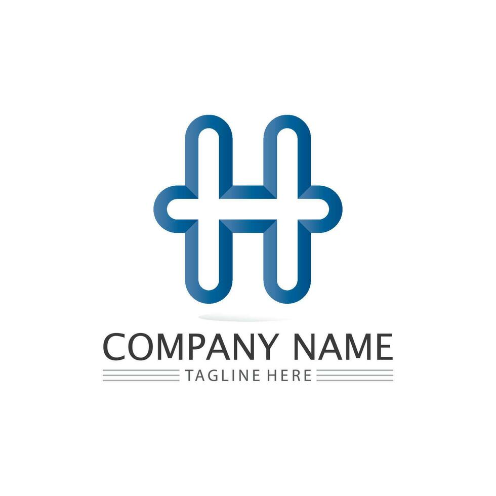 H font and letter design logo alphabet vector sign identity