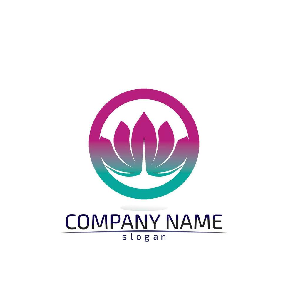 Stylized lotus flower icon vector background