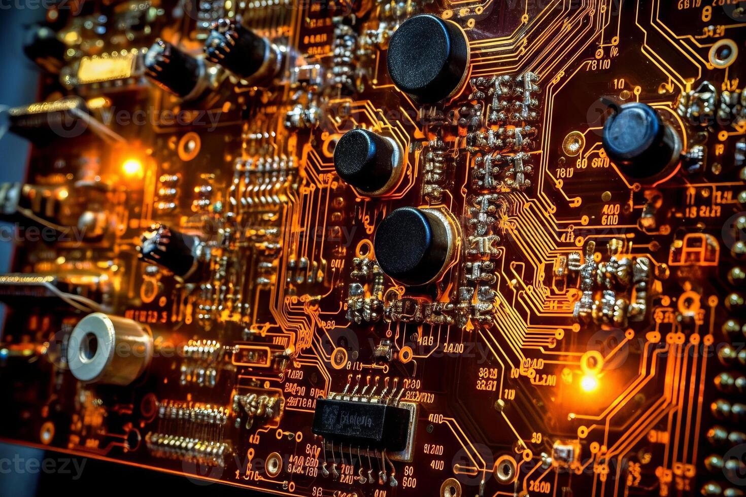 Computer circuit board close up. photo