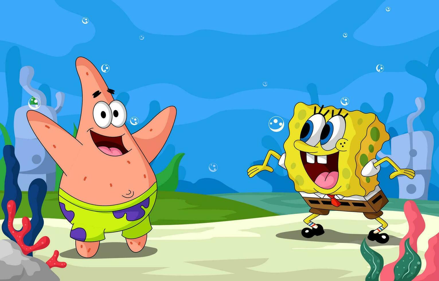 Happy Sponge and Starfish Background vector