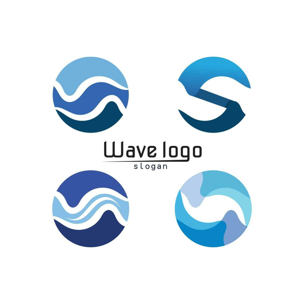 Aplicación de iconos de plantilla de logotipo y símbolos de playa de olas vector