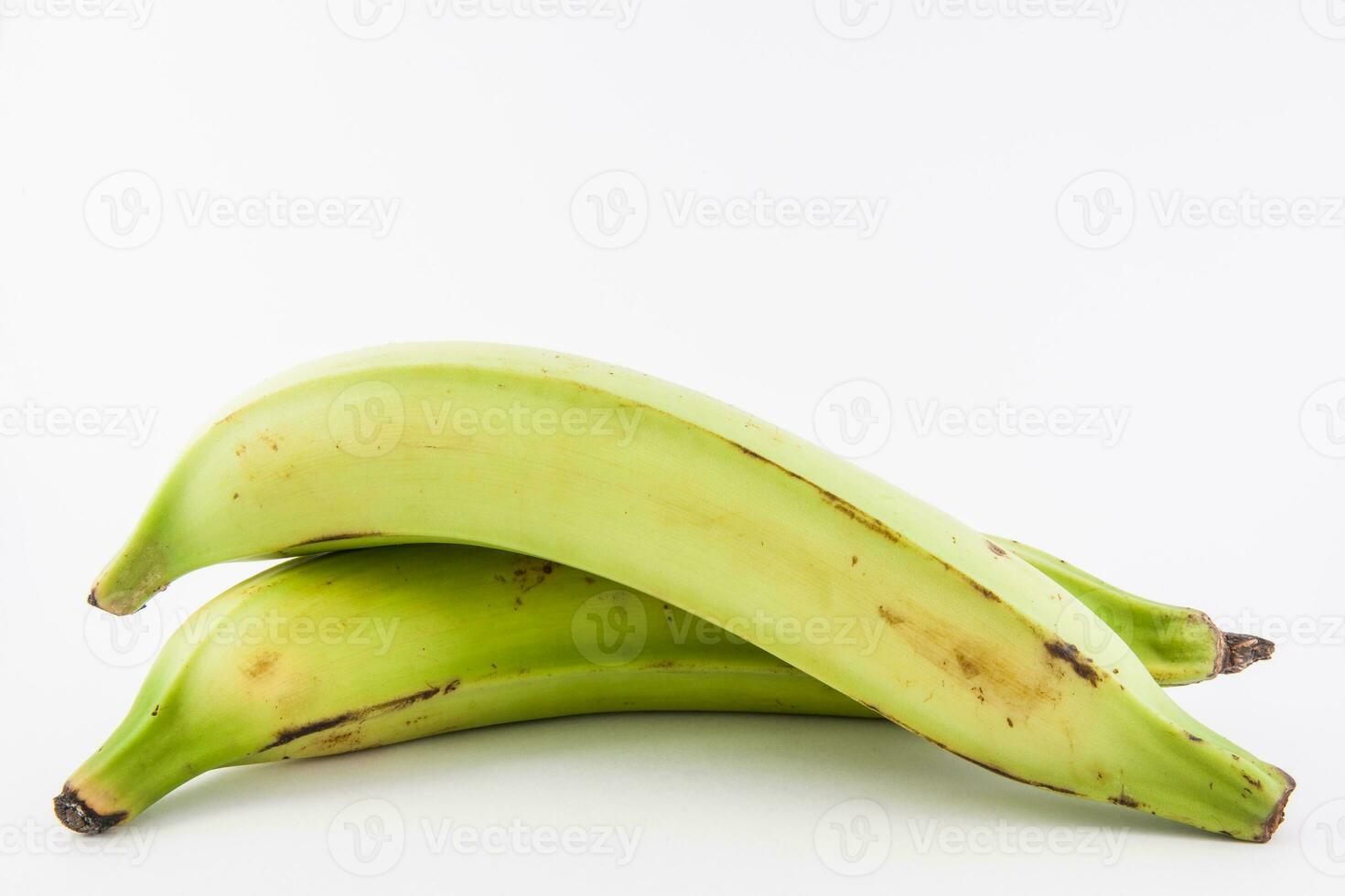 Plantain or Green Banana isolated in white background. Musa x paradisiaca photo