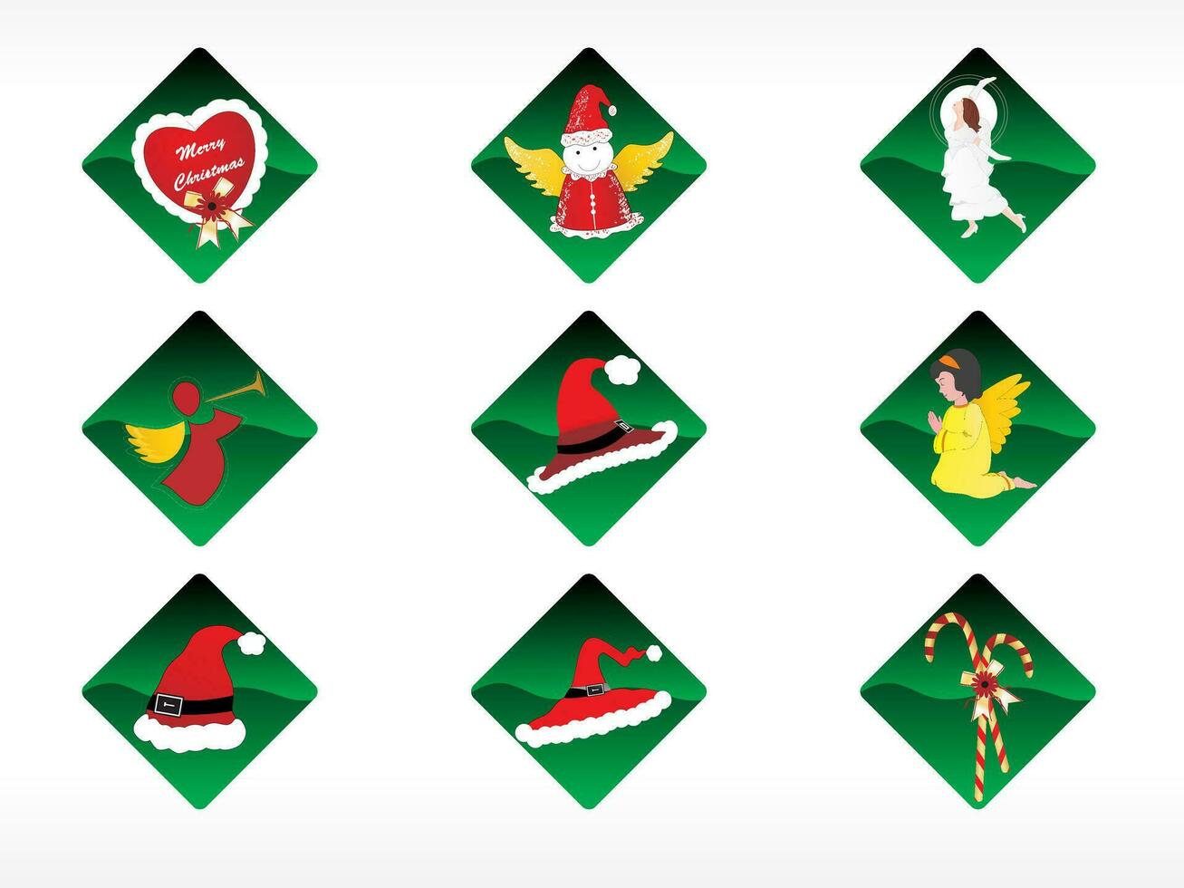 Merry Christmas Celebration Icon Set In Flat Style. vector