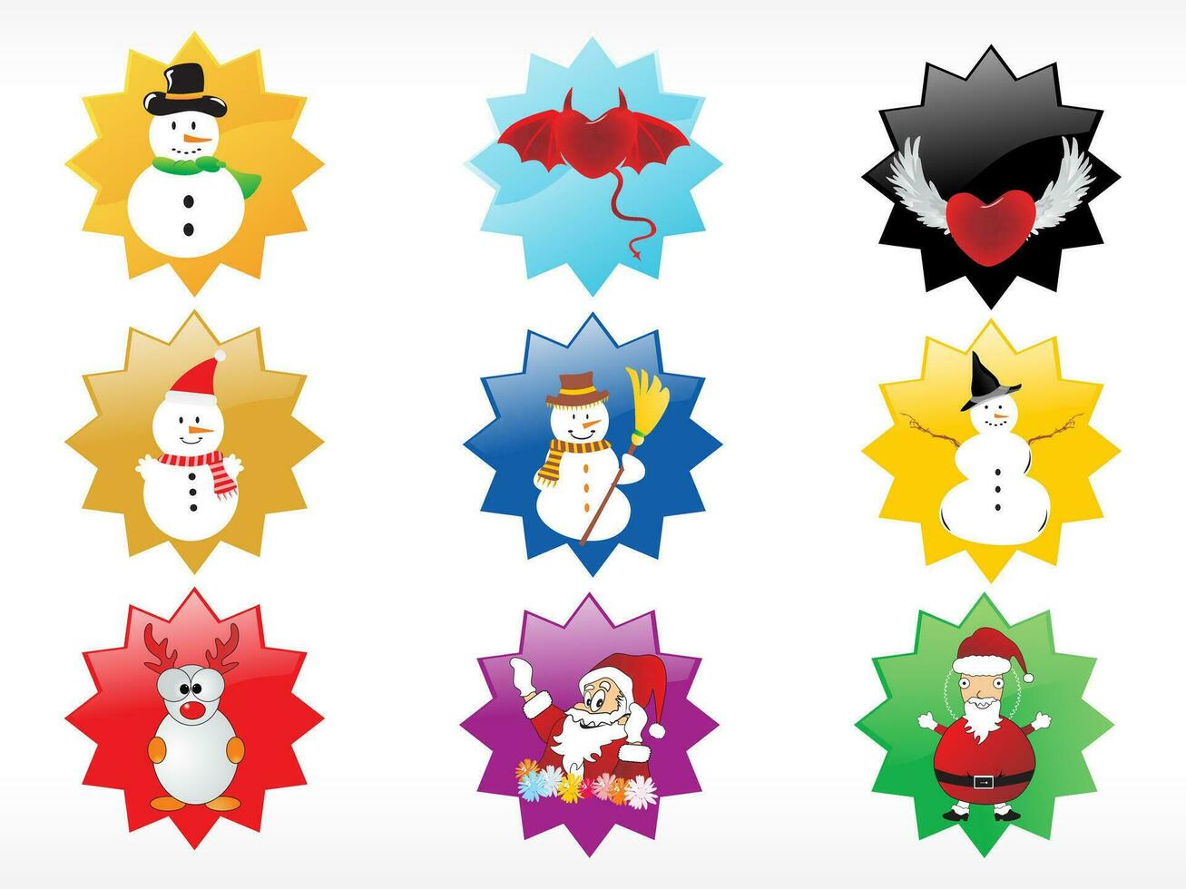 Merry Christmas Celebration Icon Set In Flat Style. vector