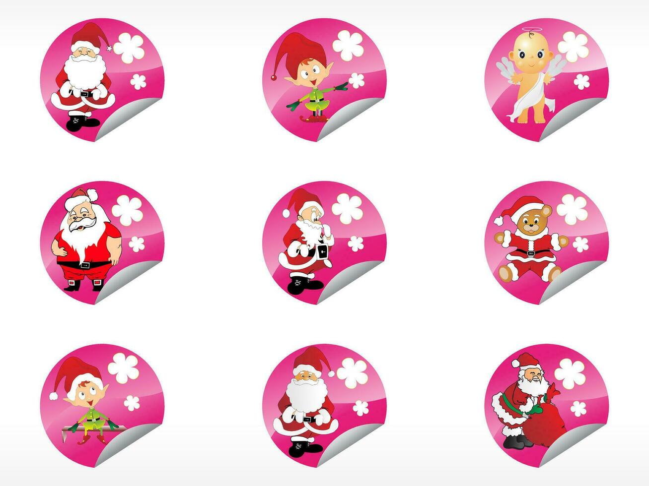Merry Christmas Celebration Icon Set In Flat Style. vector