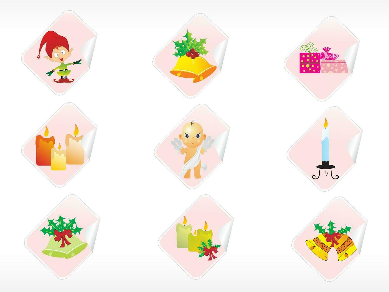Merry Christmas Celebration Icon Set In Flat Style. vector