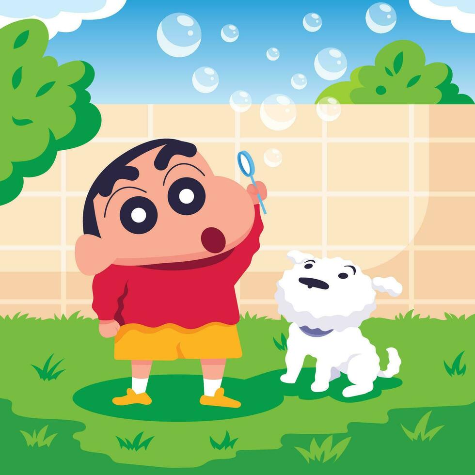 Cute Little Boy Playing Soap Bubble vector
