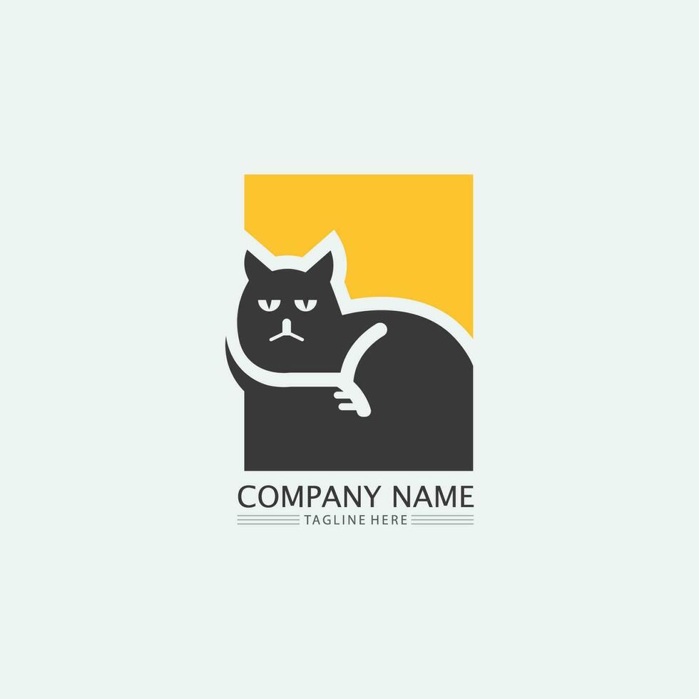 cat logo and vector animal icon footprint kitten calico logo dog symbol cartoon character sign illustration doodle design