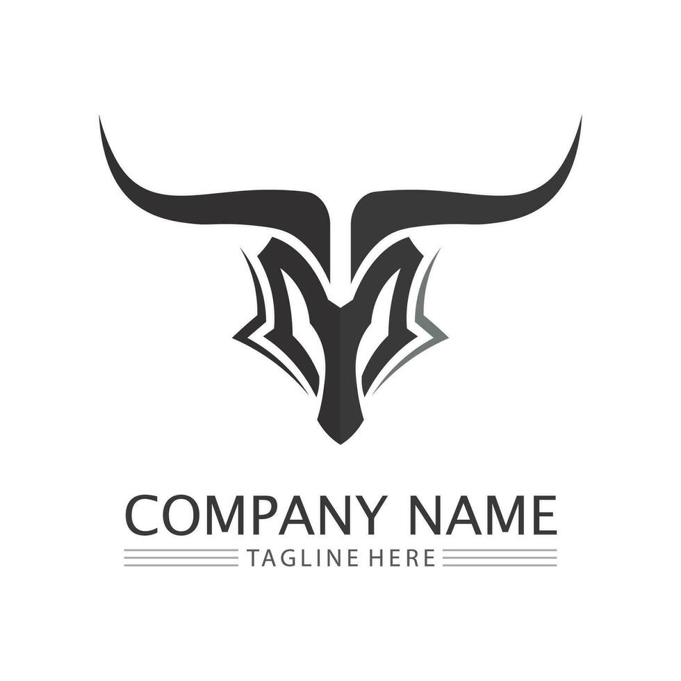 Bull logo and horn symbols cow vector template icons app