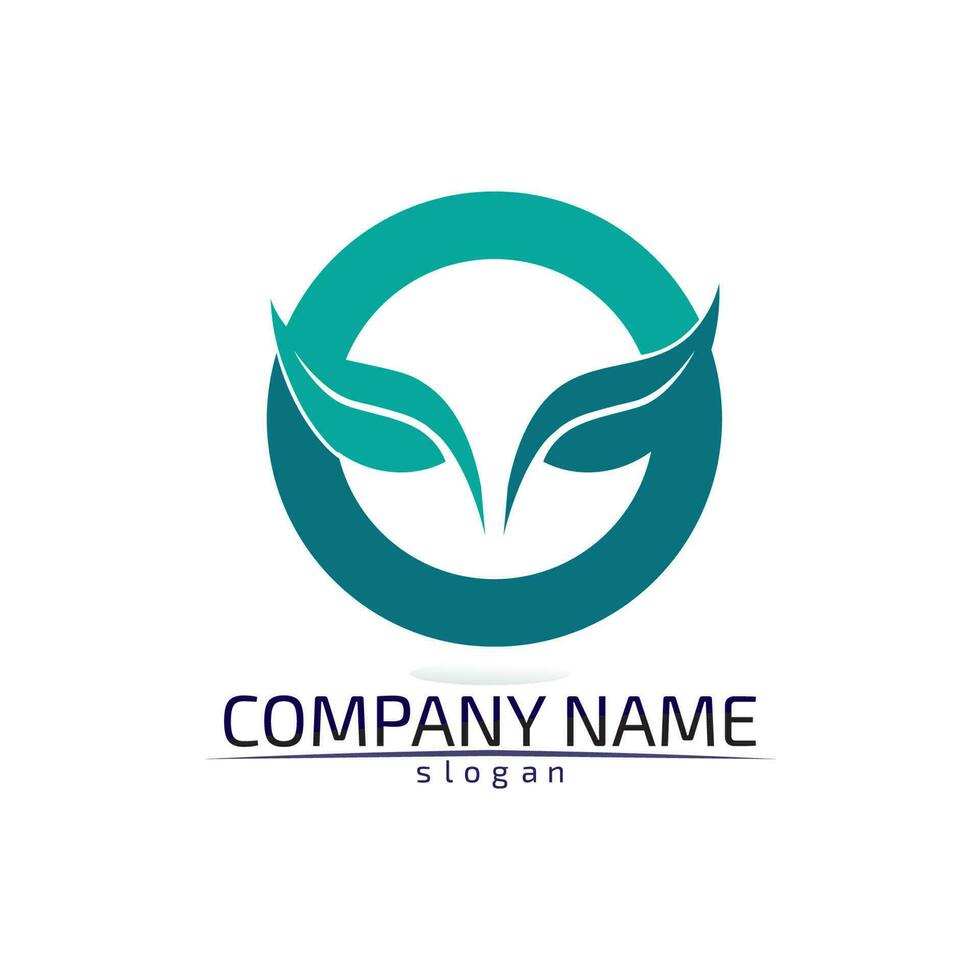 Tree leaf vector design eco friendly concept logo