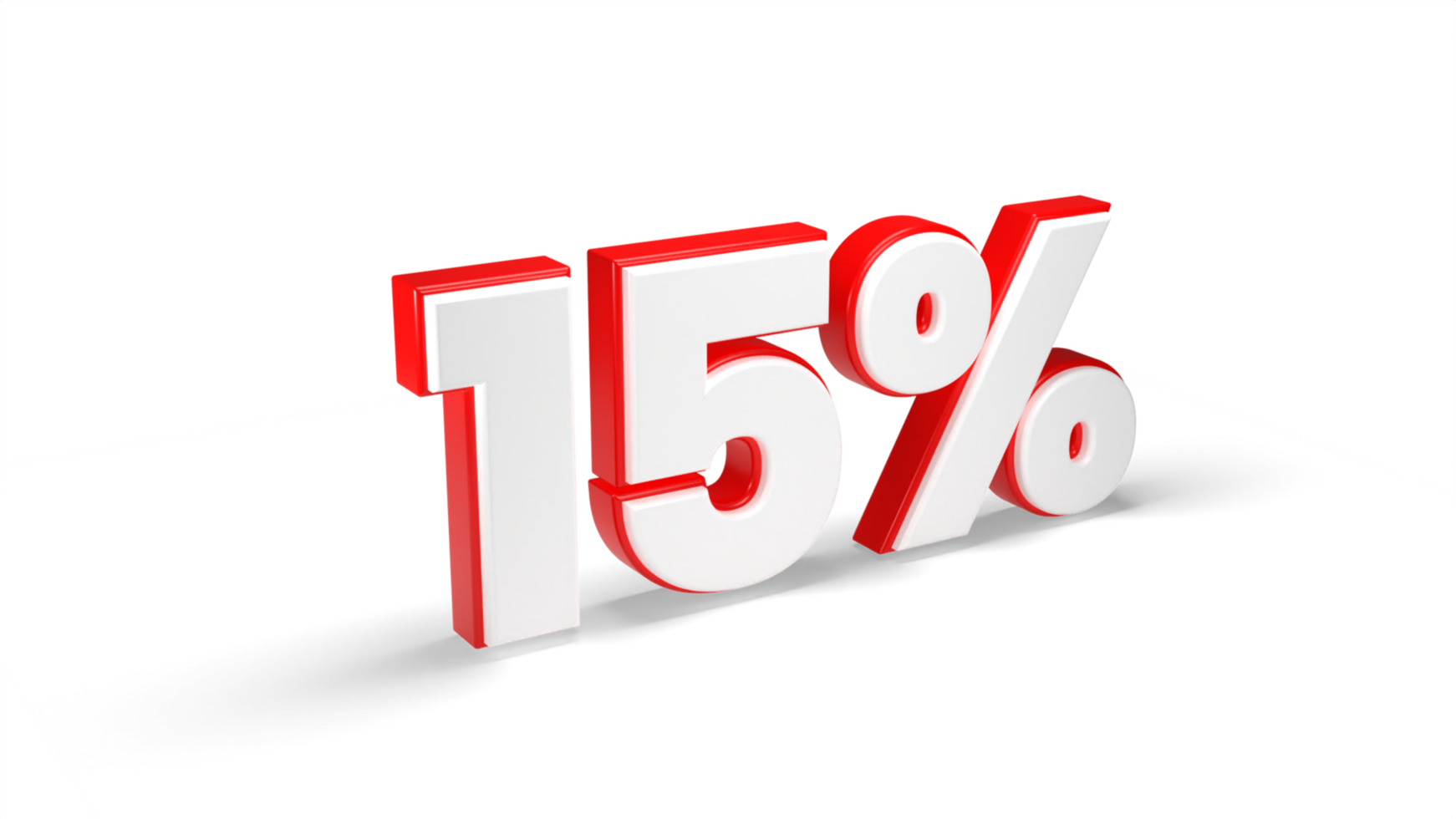 A red 15 percentage sign with a half of the number 15 percent on a transparent background png