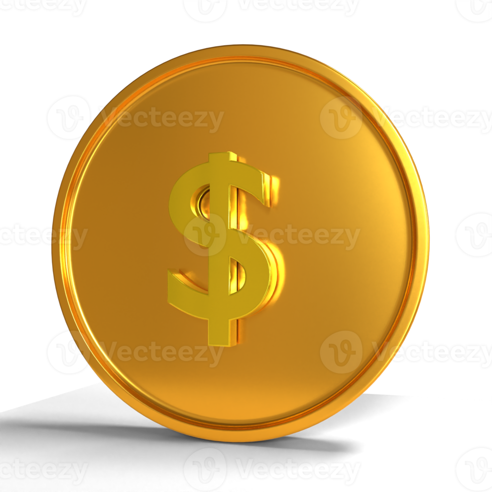 A gold coin with a dollar sign on it png