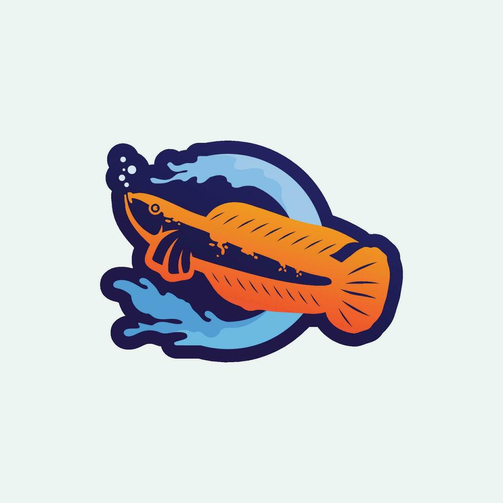 Channa Snakehead fish, Predator Fish, animal underwater design and illustration vector