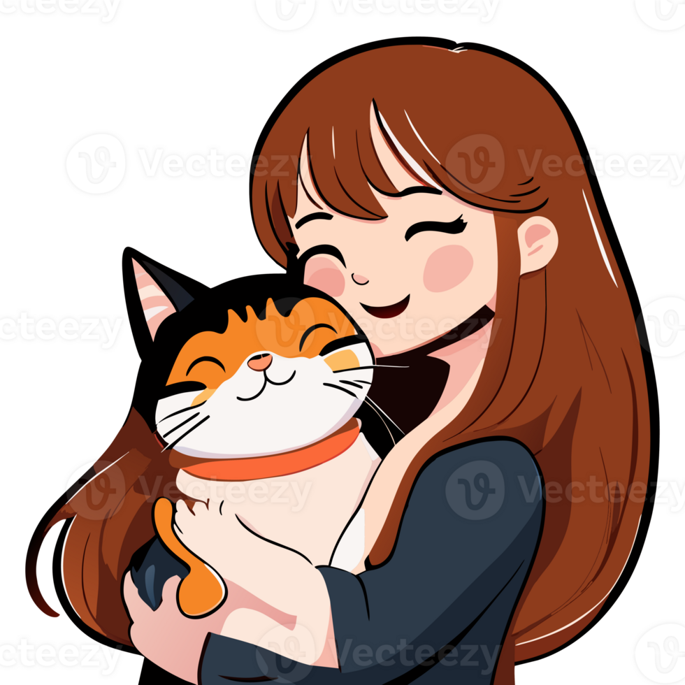Girl smiling and hug her cat. Lifestyle and Pet Concept. 24722682 PNG
