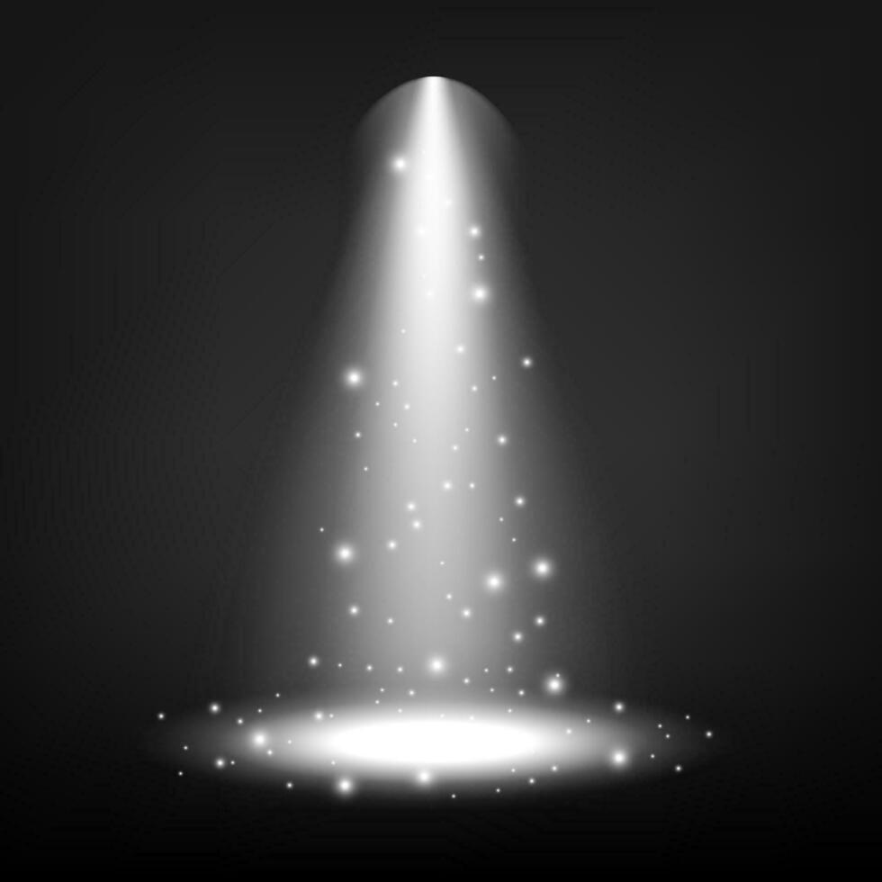 Spotlights Shining On Transparent Background, Vector Illustration