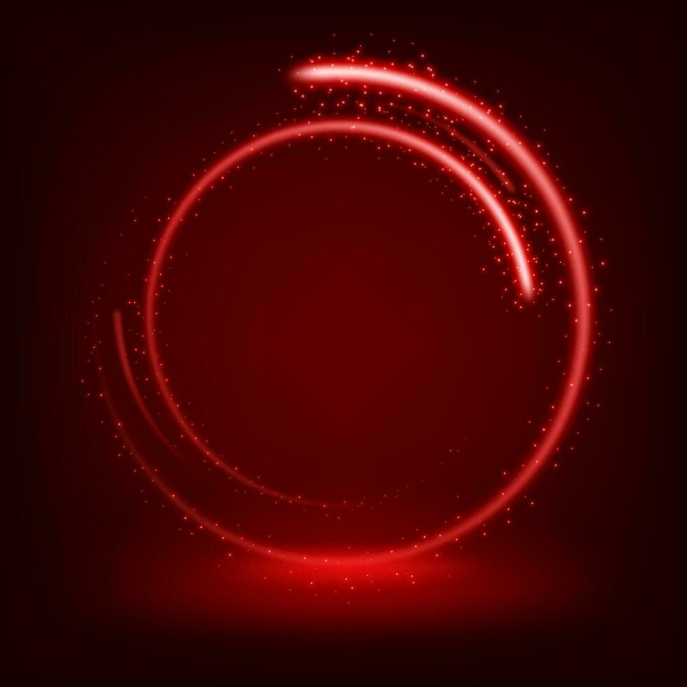 Round Red Shiny With Sparks, Vector Illustration
