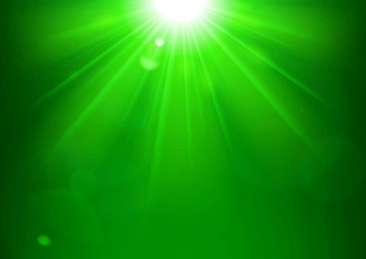 Green Lights Shining With Lens Flare, Vector Illustration