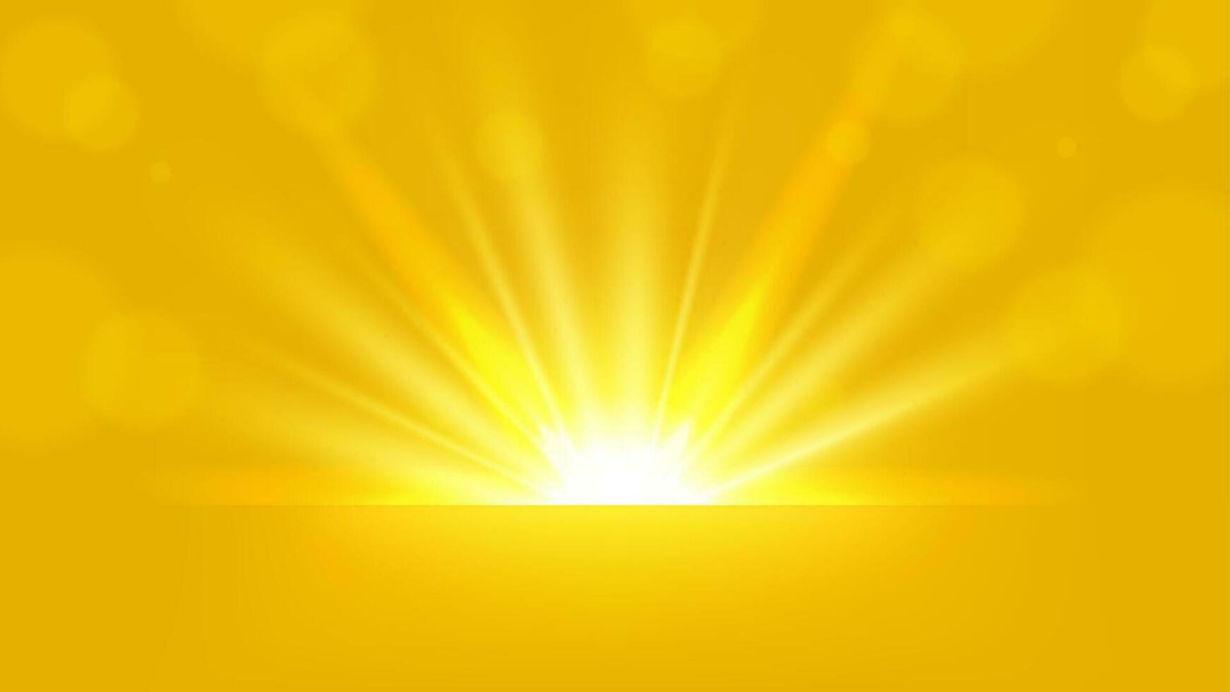 Yellow Rays Rising On Bright Background, Vector Illustration