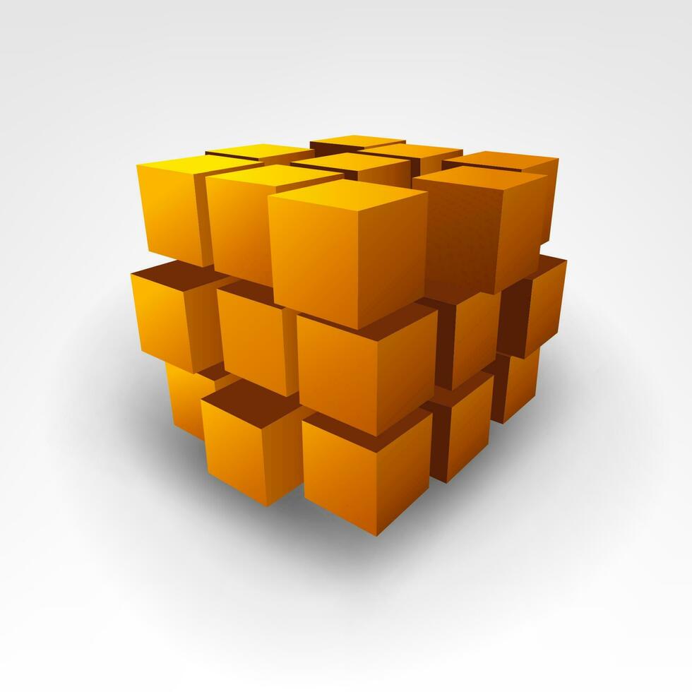 Abstract Gold Cube, Vector Illustration