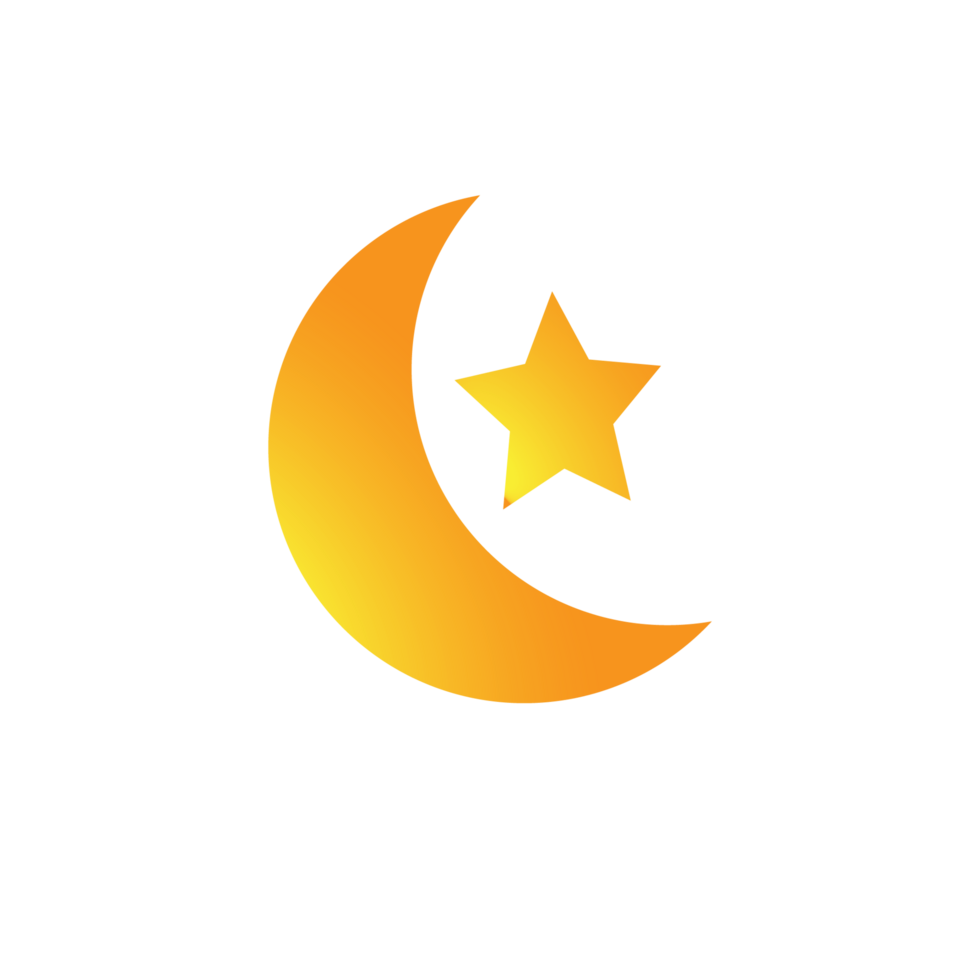 ilustración de Luna y estrellas en amarillo y naranja degradado colores aislado en transparente antecedentes png