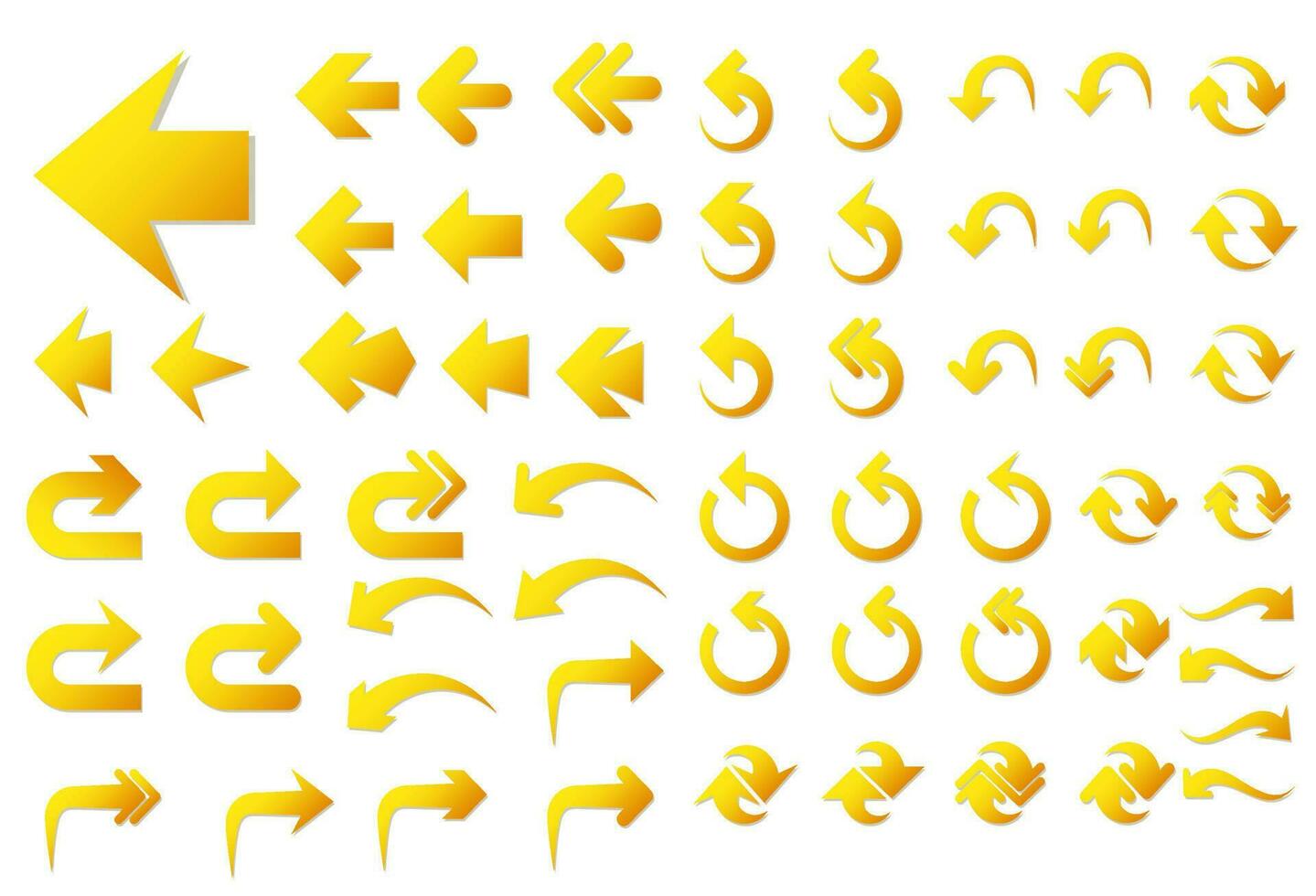 conjunto de amarillo flechas, vector ilustración
