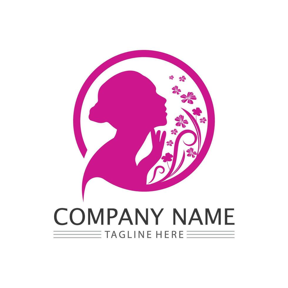 Beauty salon logo vector icon design template-vector