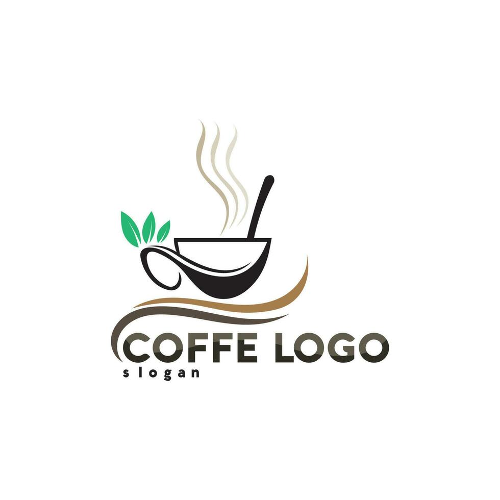 diseño de icono de vector de plantilla de logotipo de taza de café y café negro