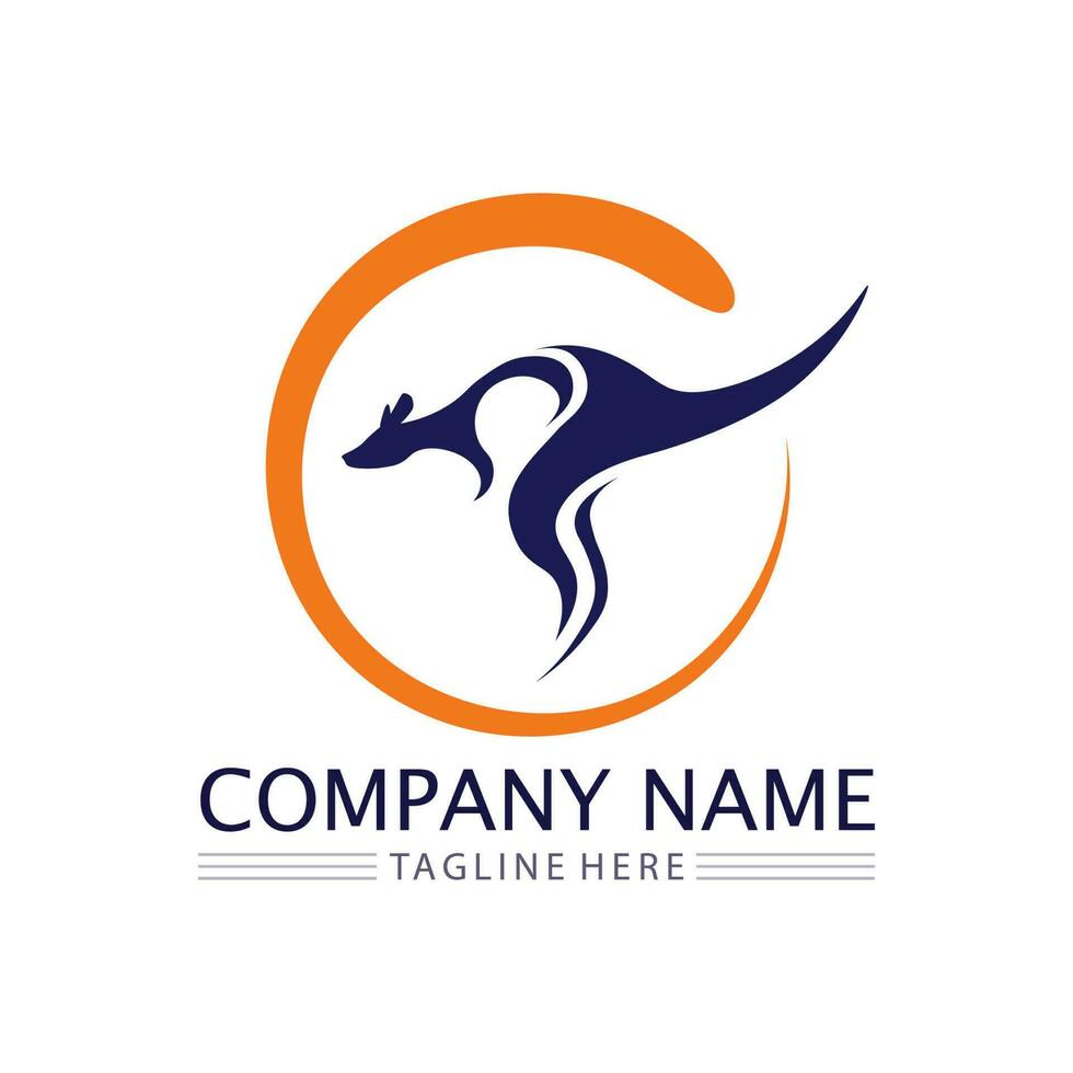 kangaroo animal logo and design vector illustrtion