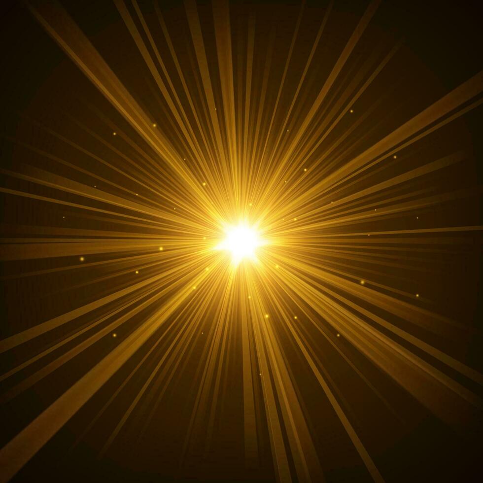 Gold Light Shining From Darkness, Vector Illustration