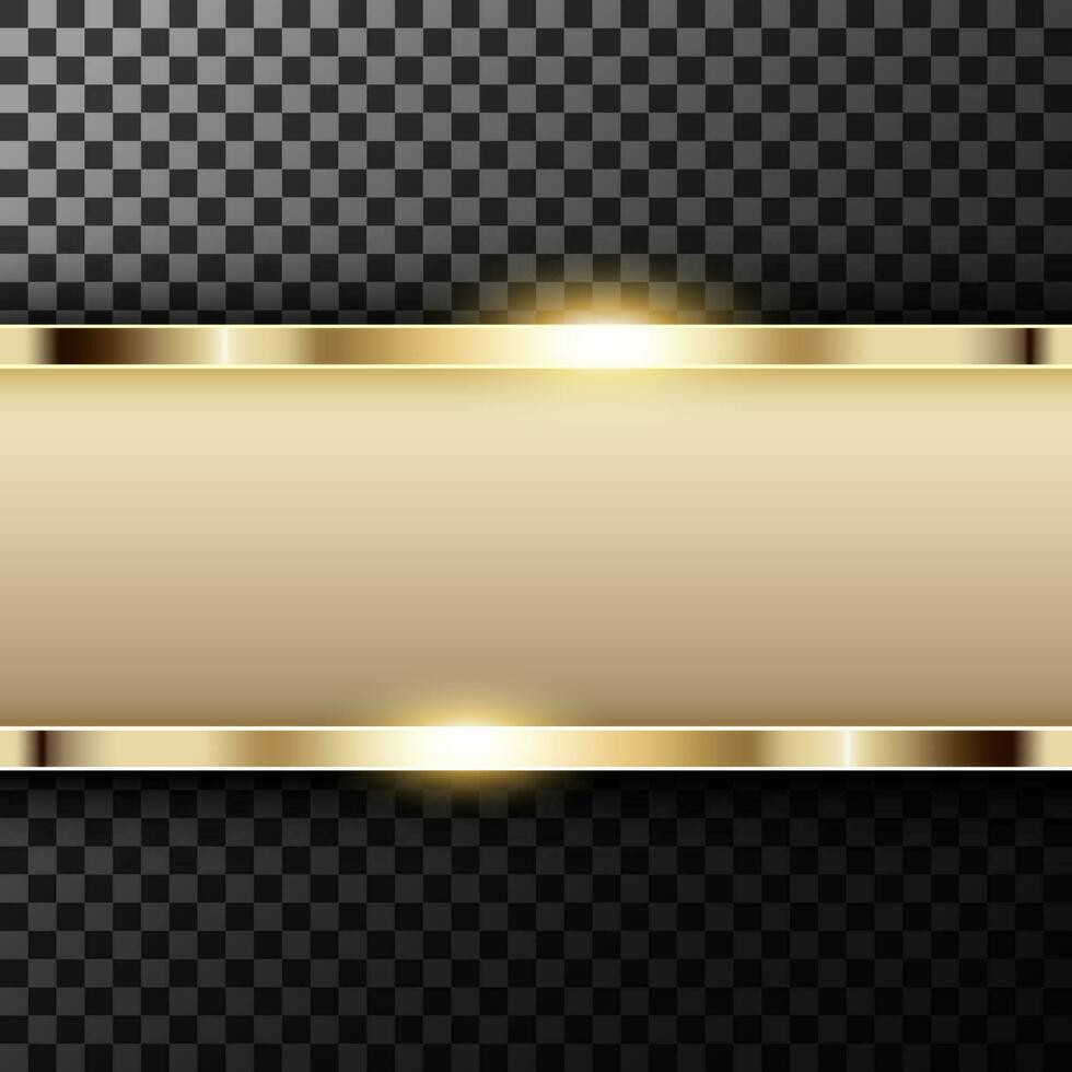 Metallic Gold Banner With Text Space, Vector Illustration