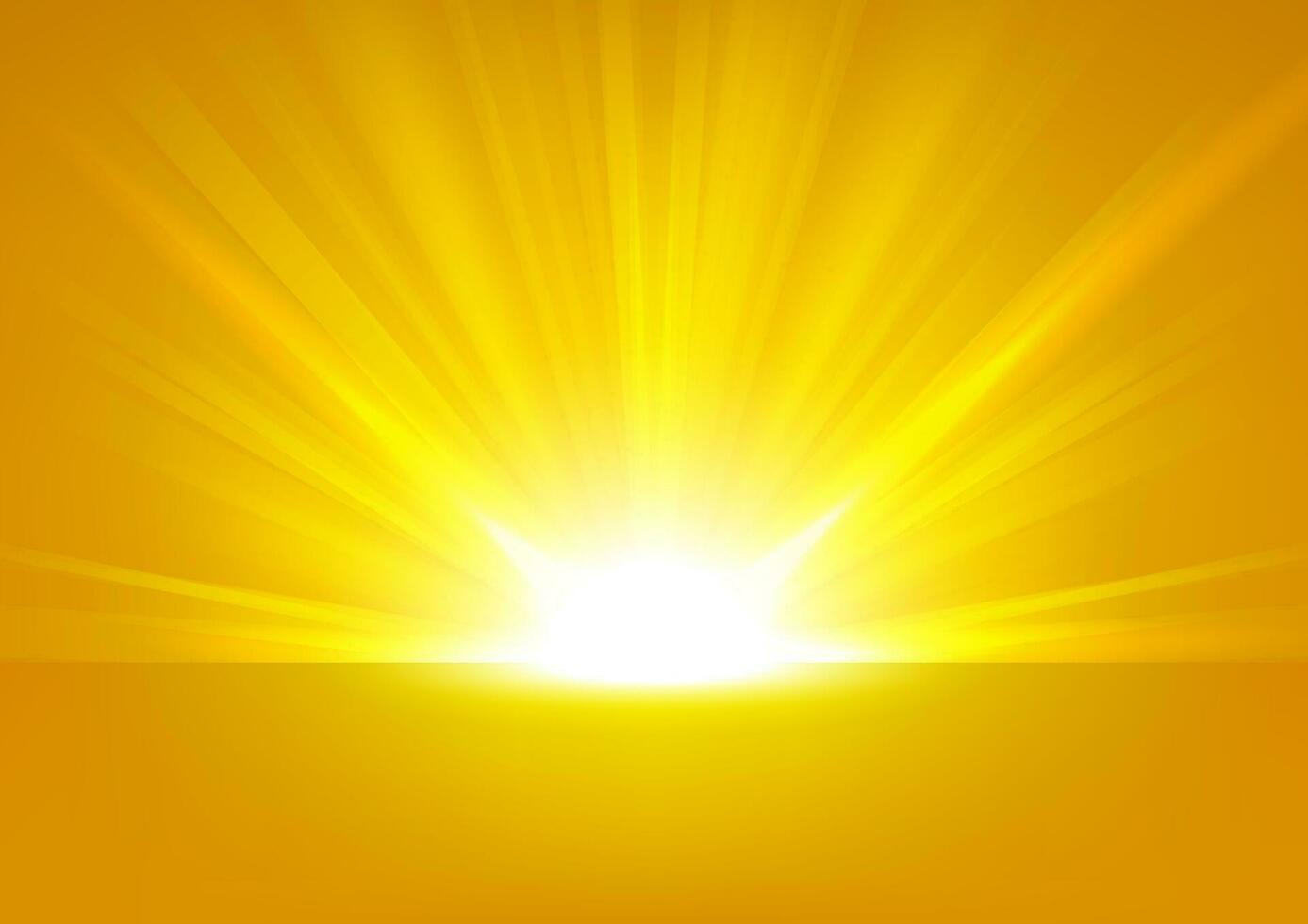 Yellow Rays Rising On Bright Background, Vector Illustration