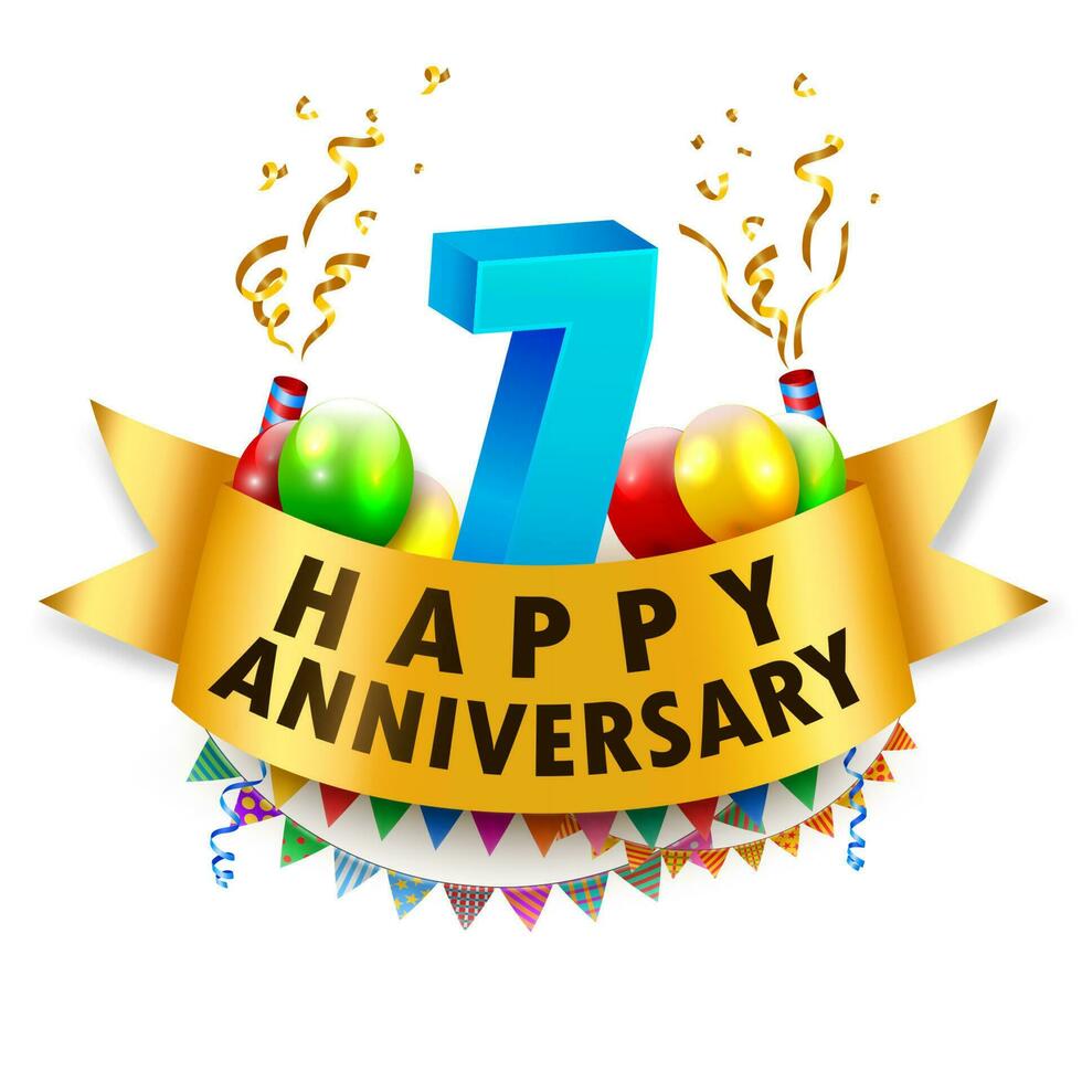 Happy 7th Anniversary Celebration, Vector Illustration