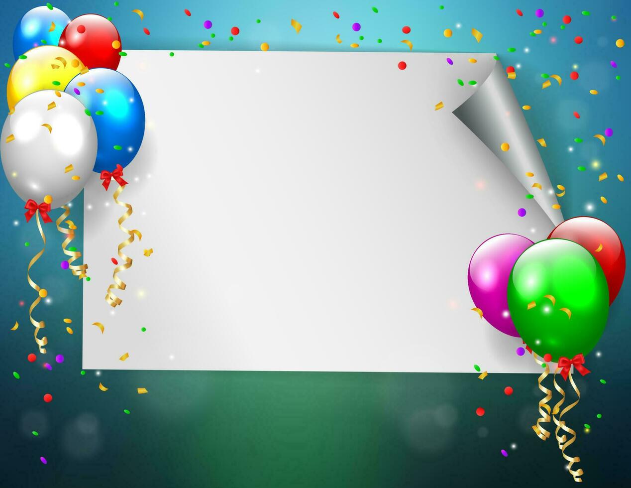 Birthday Sign With Colorful Balloons, Vector Illustration