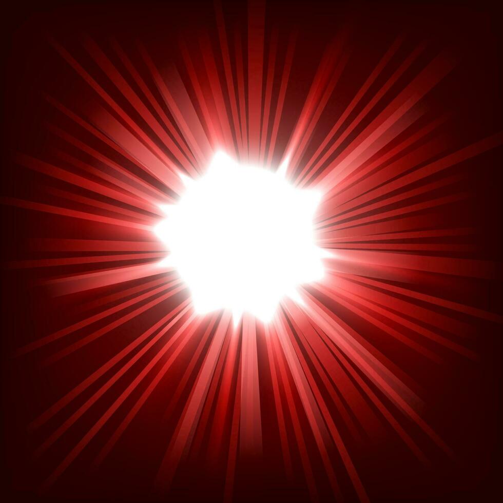 Illuminated Red Light In Darkness, Vector Illustration