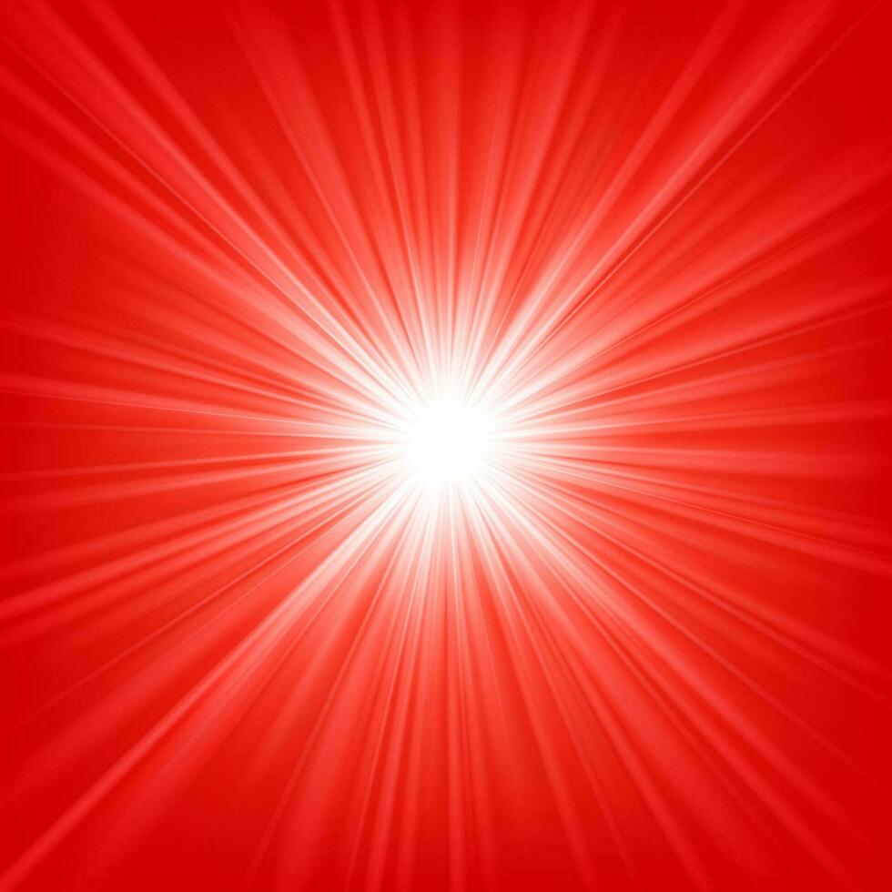 Red Light Shining On Bright Background, Vector Illustration