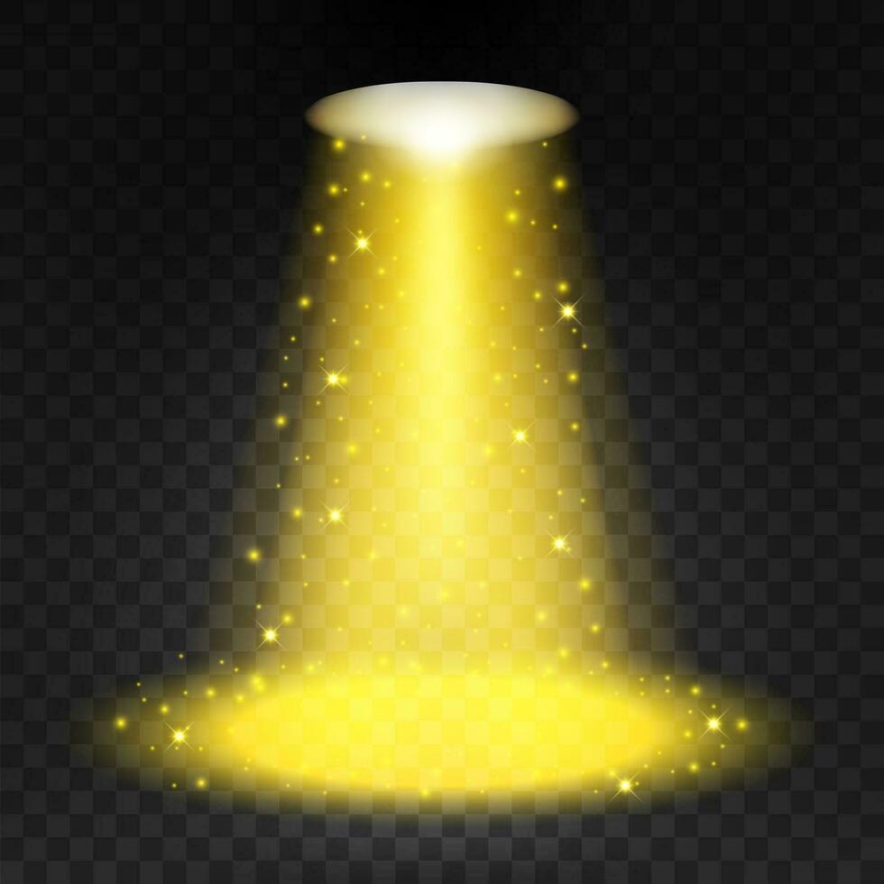 Golden Spotlight Shining Background, Vector Illustration