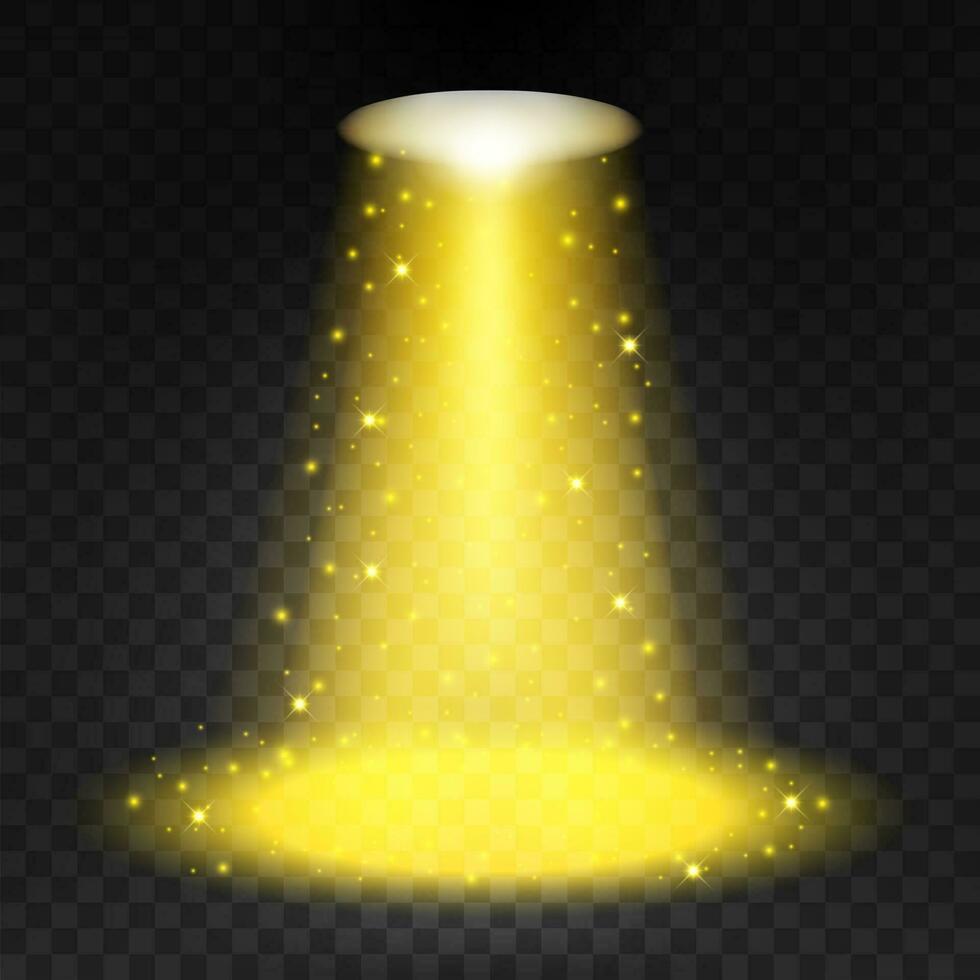 Golden Spotlight Shining Background, Vector Illustration