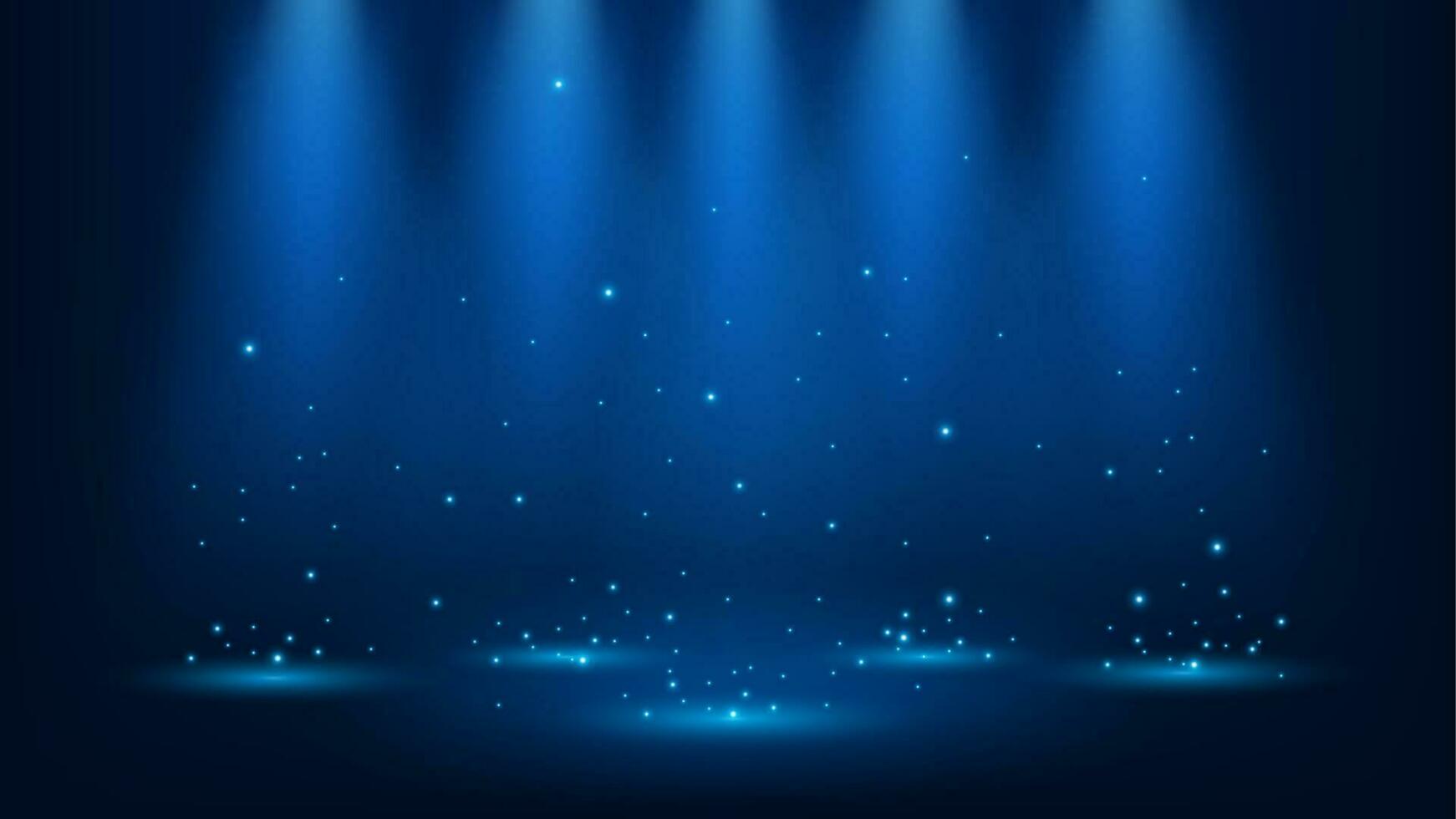 Blue Spotlights Shining With Sparkles, Vector Illustration
