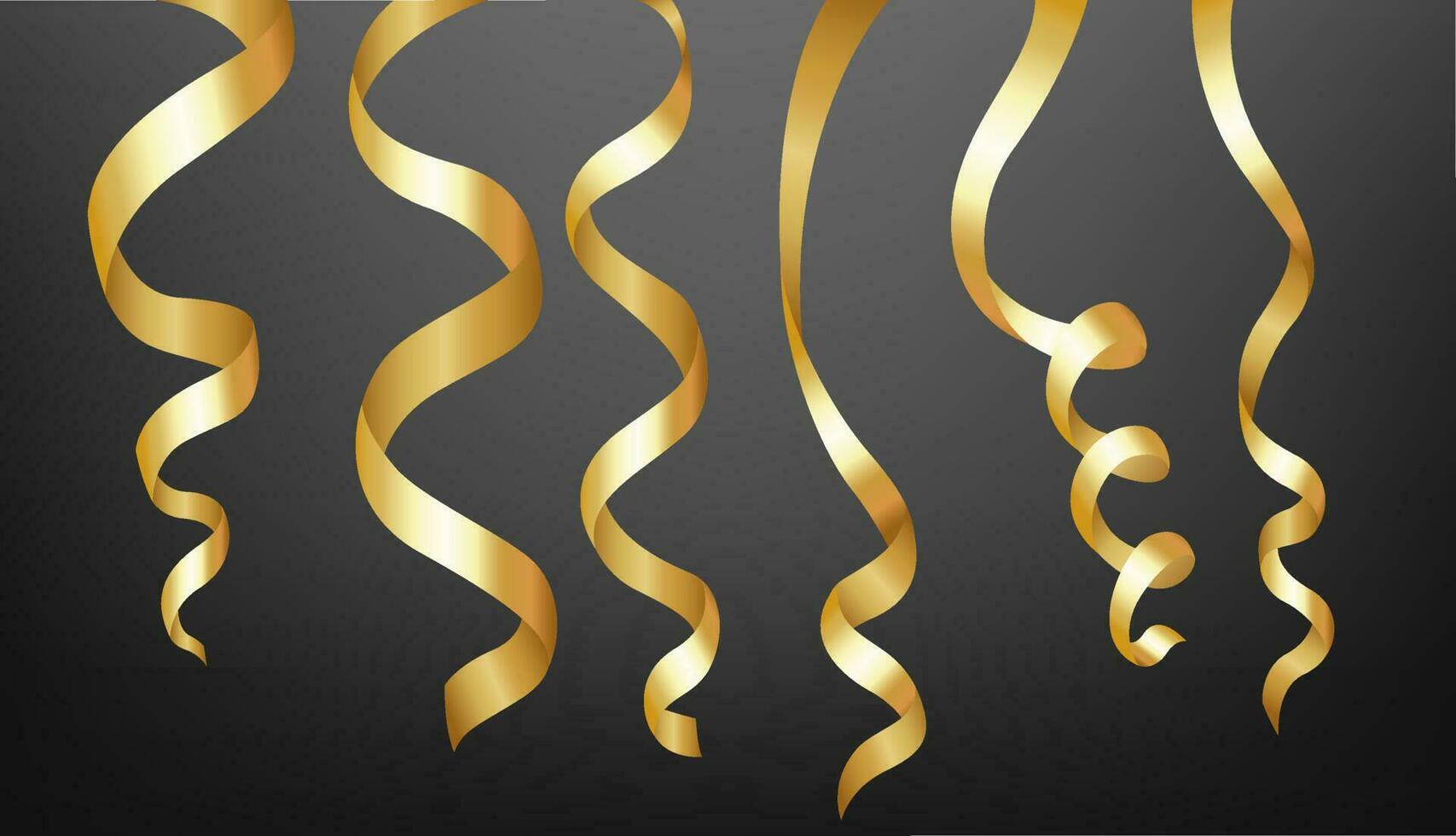 The Best Choice Of Golden Ribbon Sets, Vector Illustration