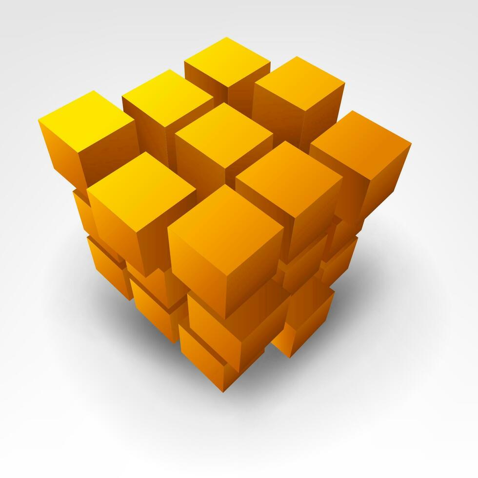 Abstract Gold Cube, Vector Illustration