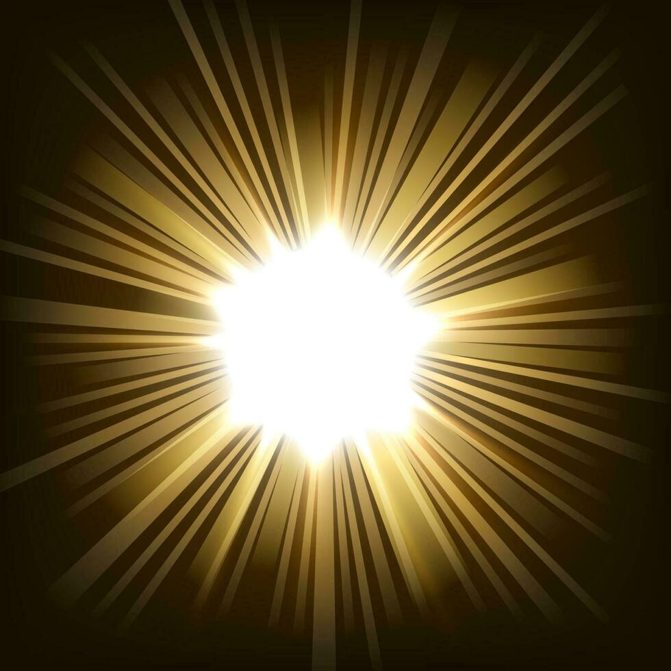 Illuminated Gold Light In Darkness, Vector Illustration