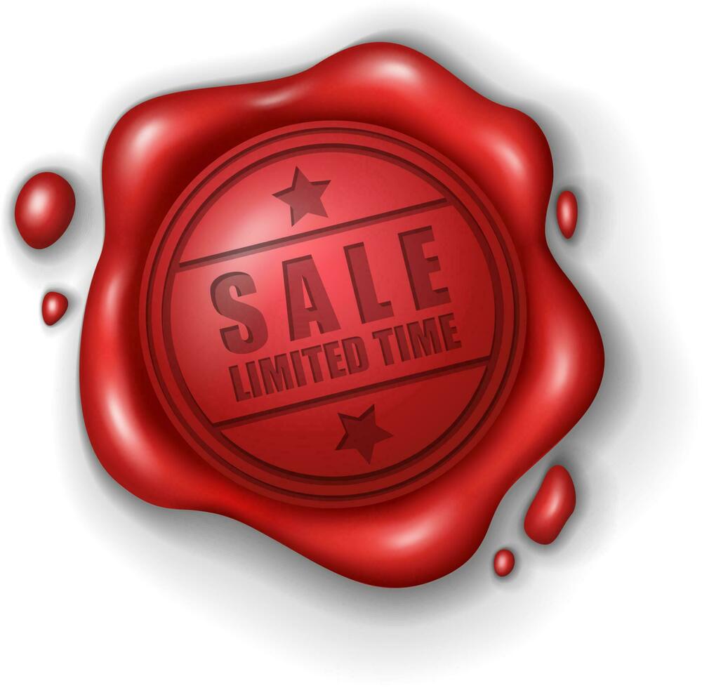 Sale Limited Time Wax Seal Stamp Realistic, Vector Illustration