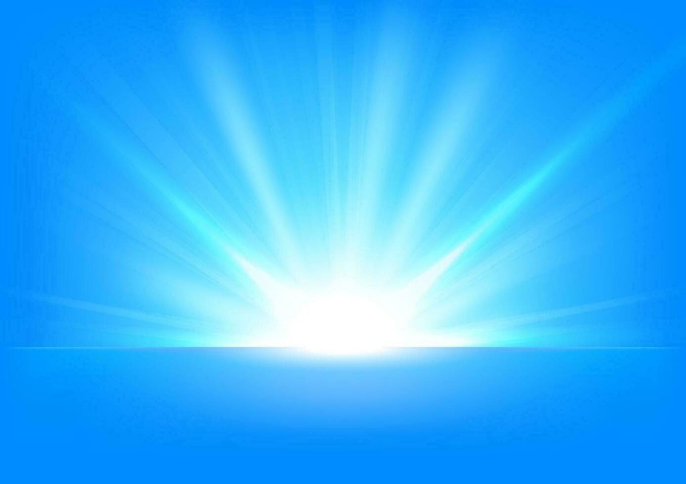 Blue Rays Rising On Bright Background, Vector Illustration