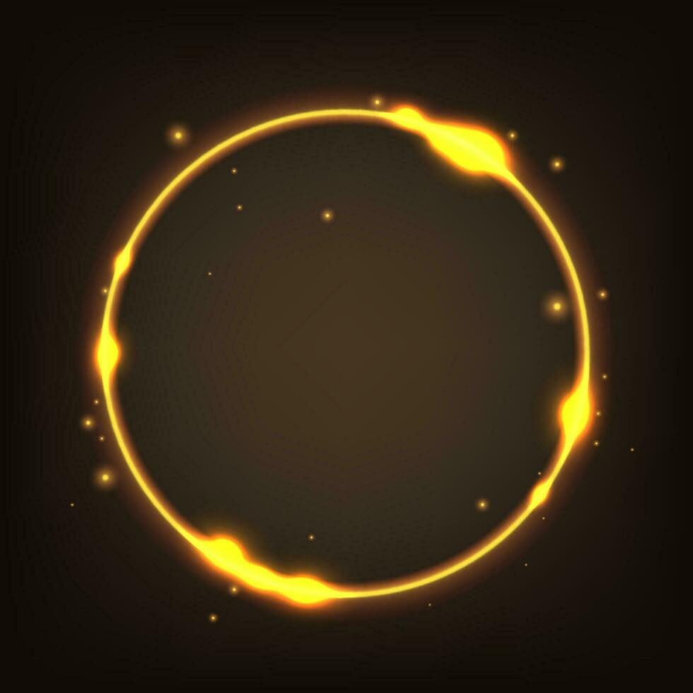 Round Gold Shiny With Sparks Background, Vector Illustration