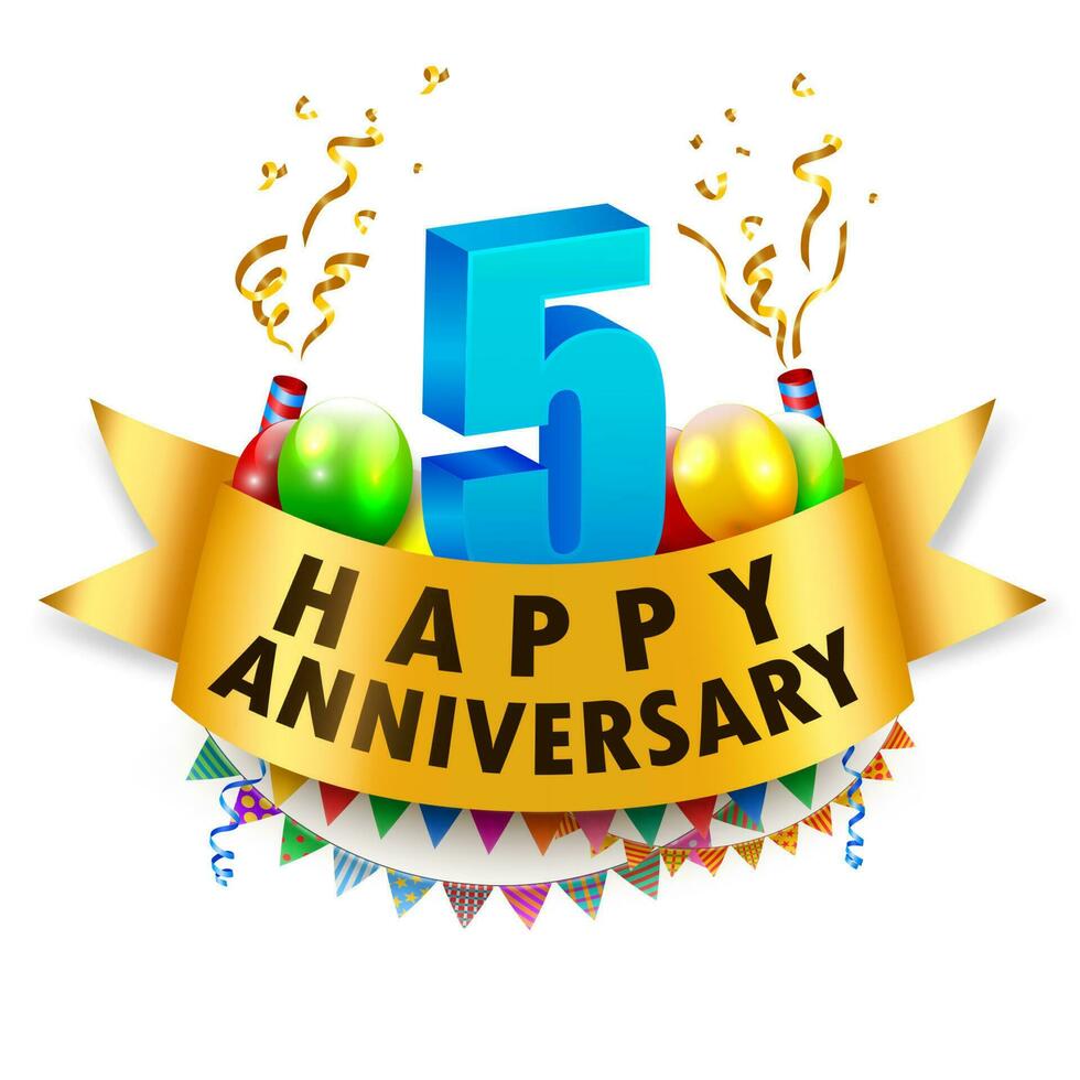 Happy 5th Anniversary Celebration, Vector Illustration