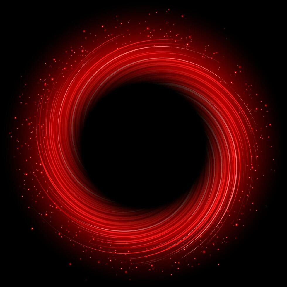 Abstract Red Swirl Round With Black Hole Vector Illustration