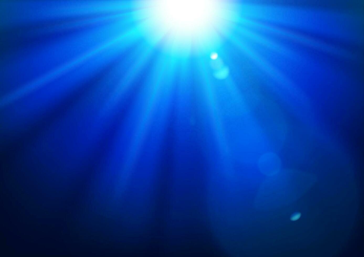 Blue Lights Shining With Lens Flare, Vector Illustration