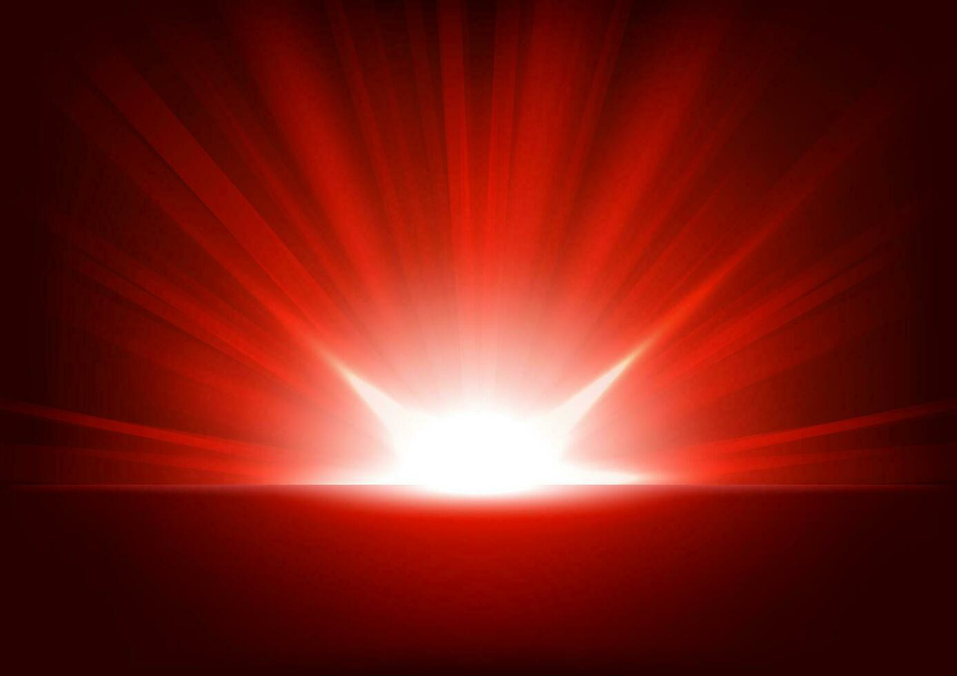 Red Rays Rising On Dark Background, Vector Illustration